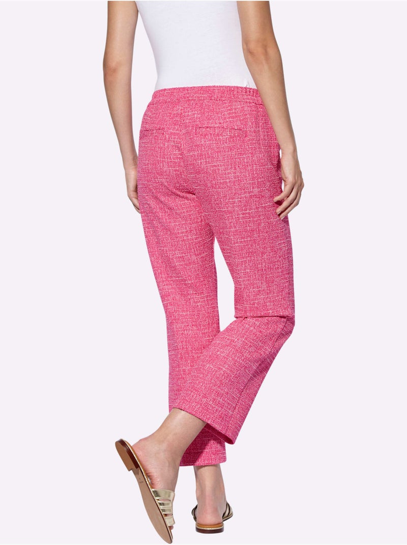 Pantalon 7/8 Tissu Structuré De Qualité - Taille Standard - Helline Rose fushia - Kiabi