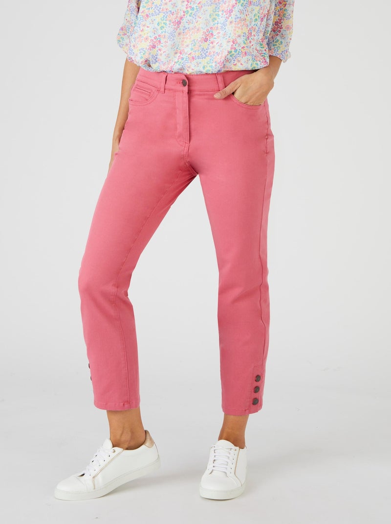 Pantalon 7/8ème boutons bas de jambes - Damart Rose framboise - Kiabi