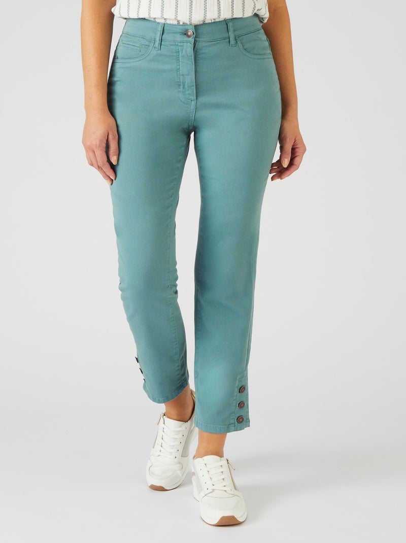 Pantalon 7/8ème boutons bas de jambes - Damart Vert anis - Kiabi