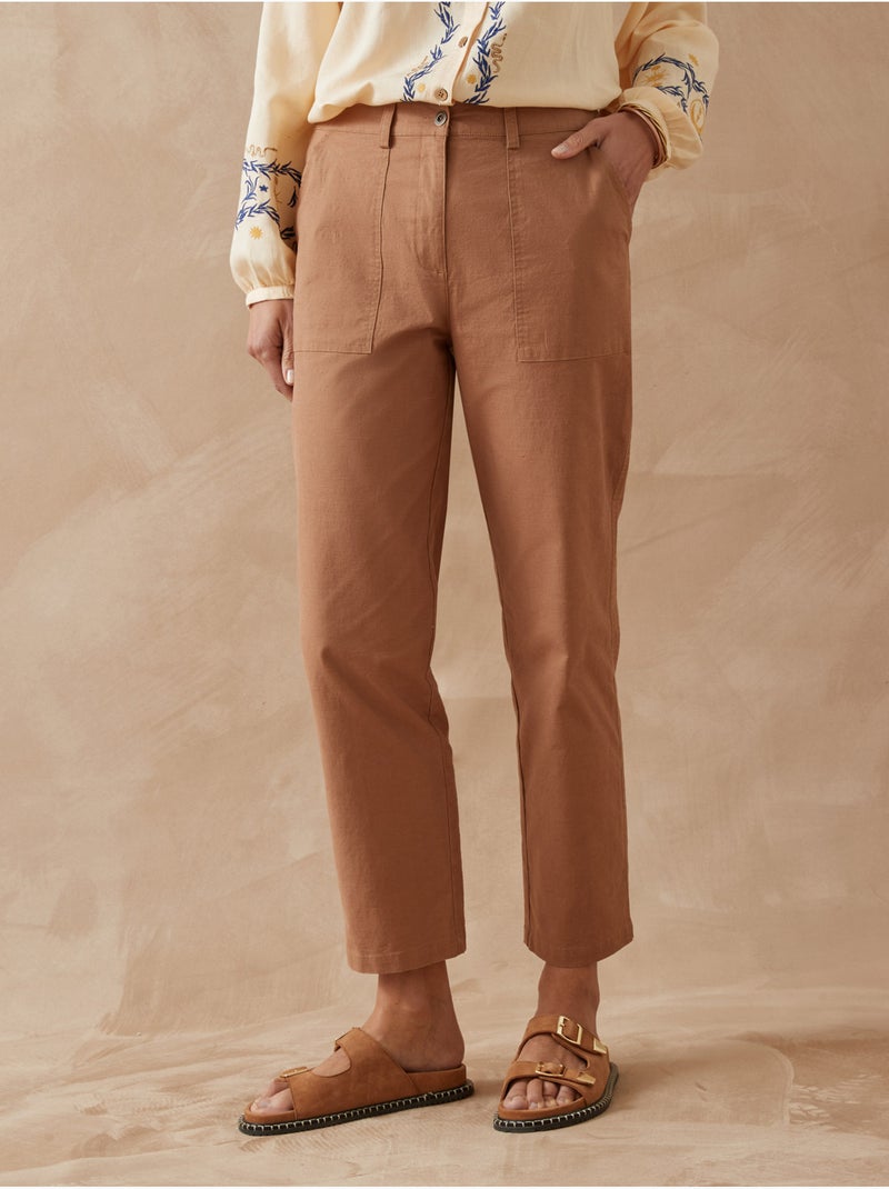 Pantalon 7/8ème élastiqué dos - DAXON Camel - Kiabi
