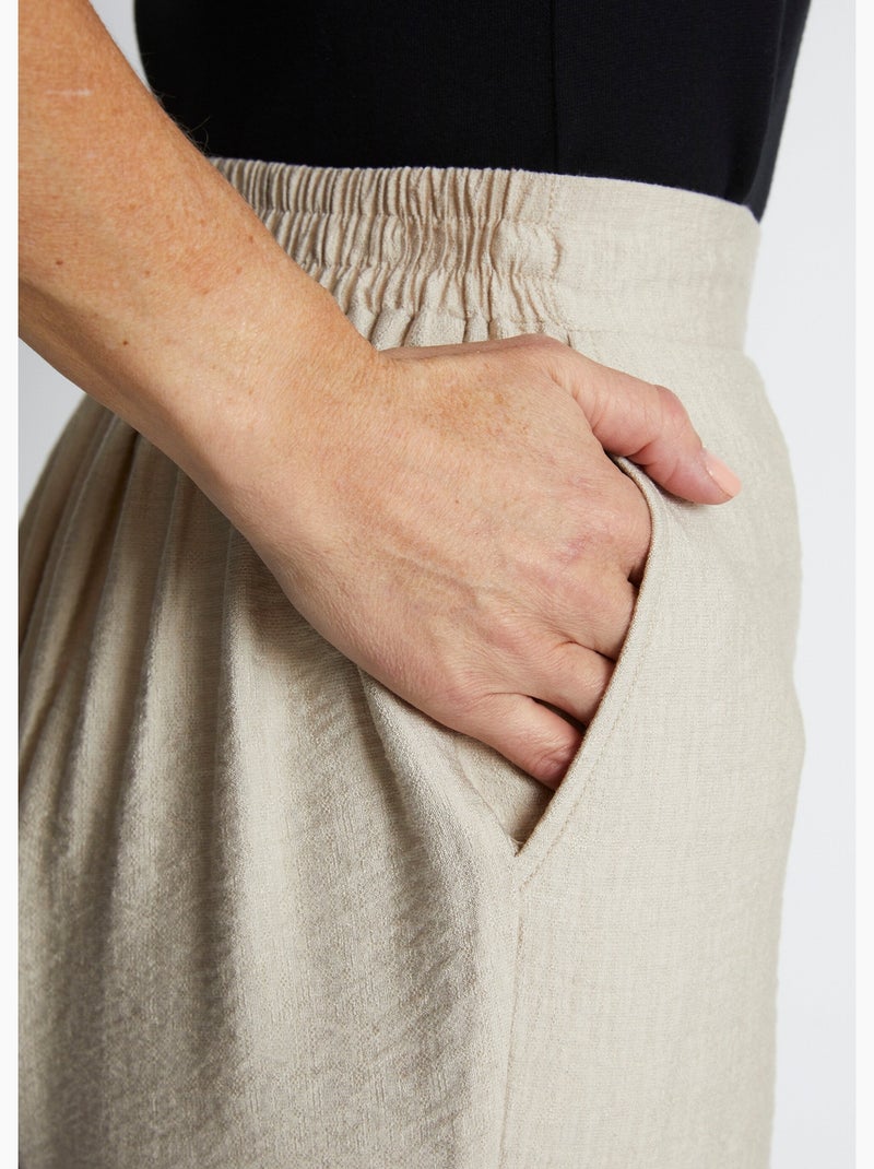 Pantalon 7/8ème en  tissu gaufré - Afibel Sable - Kiabi