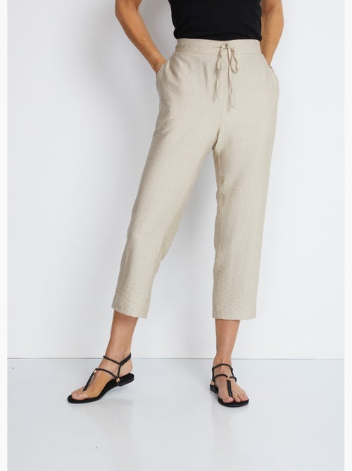 Pantalon 7/8ème en  tissu gaufré - Kiabi