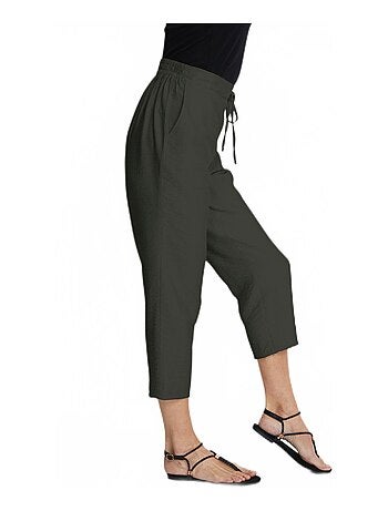 Pantalon 7/8ème en tissu gaufré