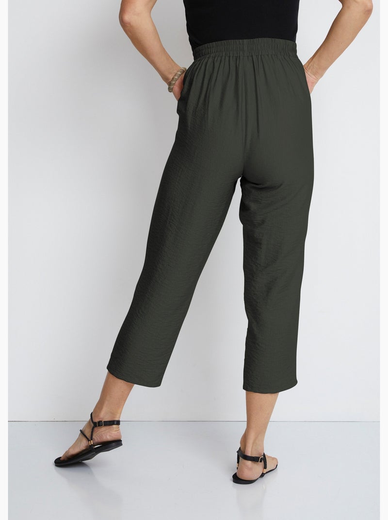Pantalon 7/8ème en  tissu gaufré Kaki - Kiabi