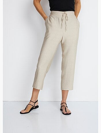 Pantalon 7/8ème en tissu gaufré