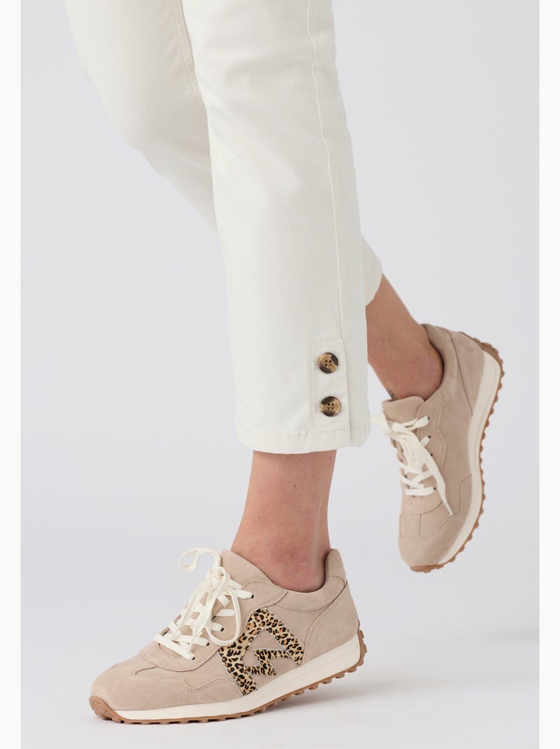 Pantalon 7/8ème fantaisie boutonnée - Damart Blanc - Kiabi