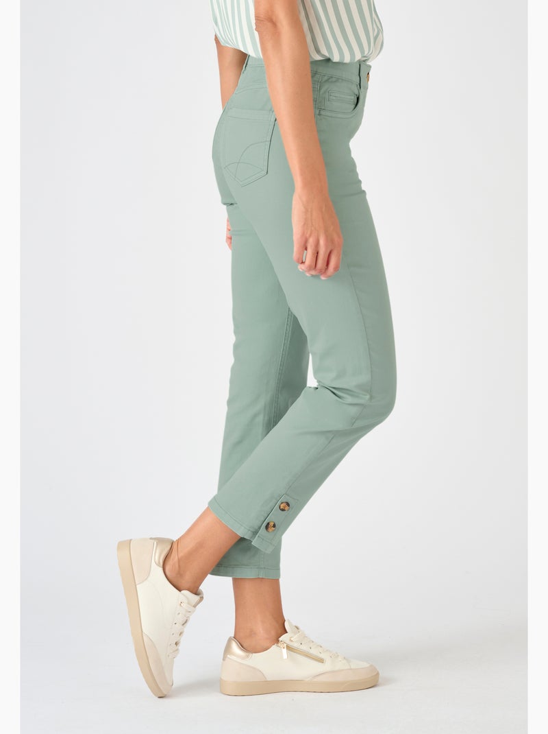 Pantalon 7/8ème fantaisie boutonnée - Damart Vert - Kiabi