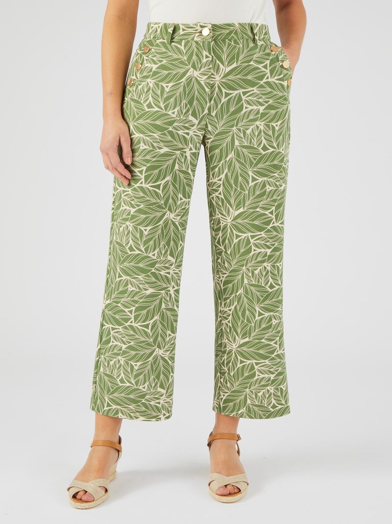 Pantalon 7/8ème maille crêpe stretch - Damart Vert chèvrefeuille - Kiabi