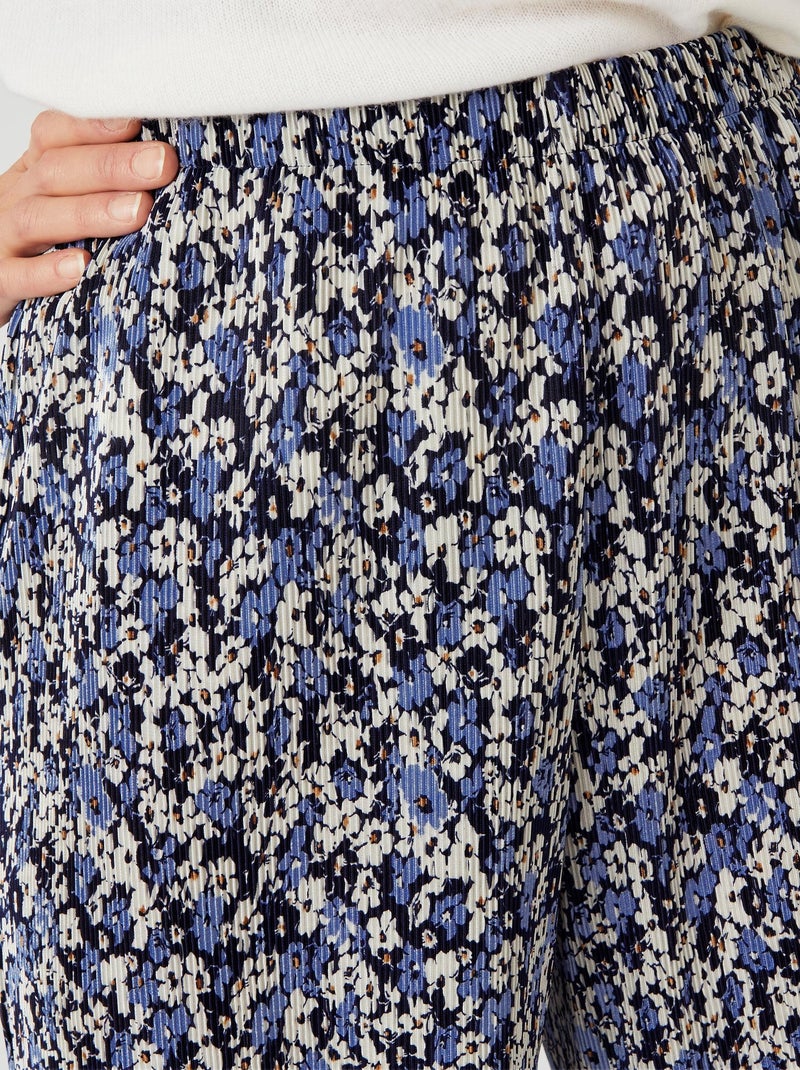 Pantalon 7/8ème maille plissée - Damart Bleu - Kiabi