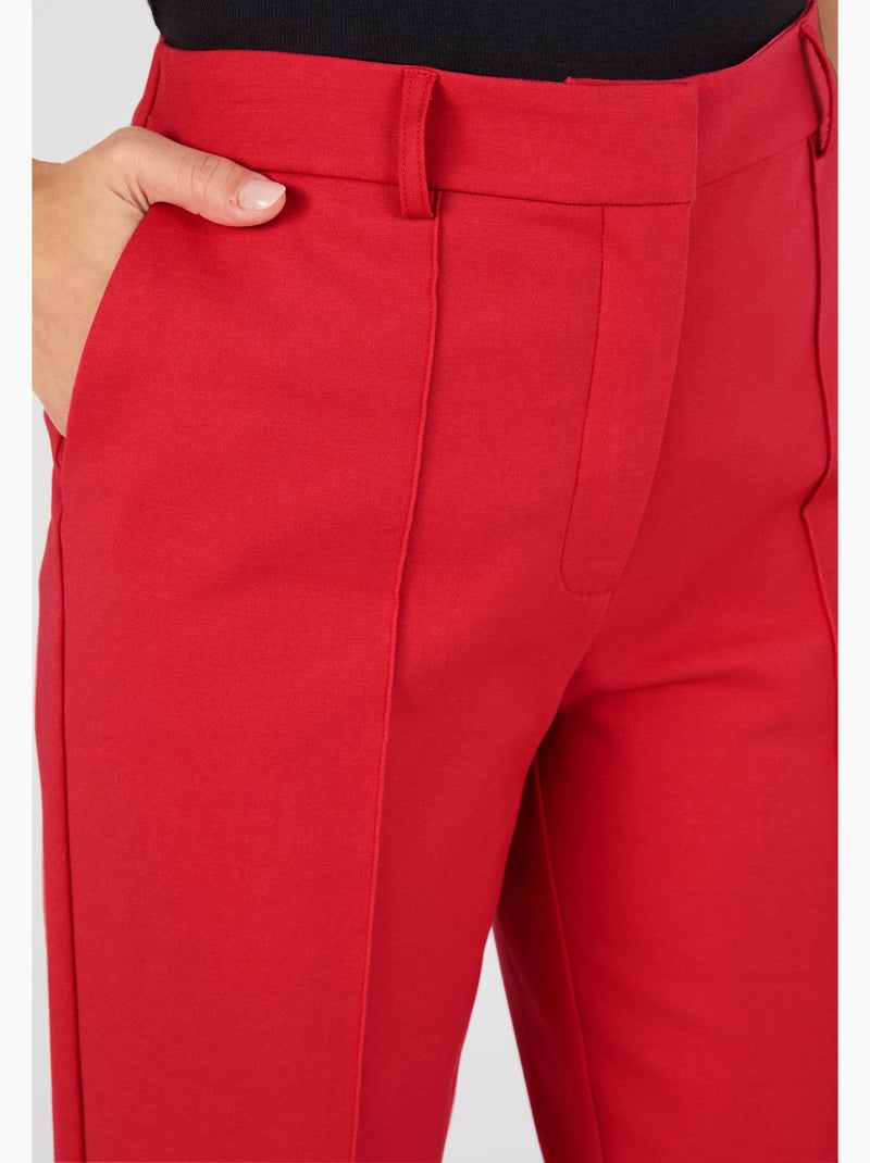 Pantalon 7/8ème satin de coton - Damart Rouge - Kiabi