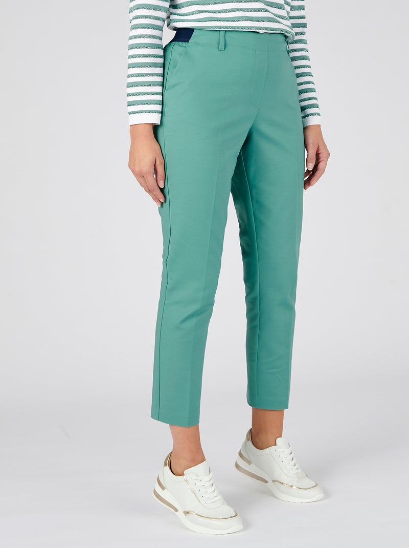 Pantalon 7/8ème satin de coton - Damart Vert - Kiabi