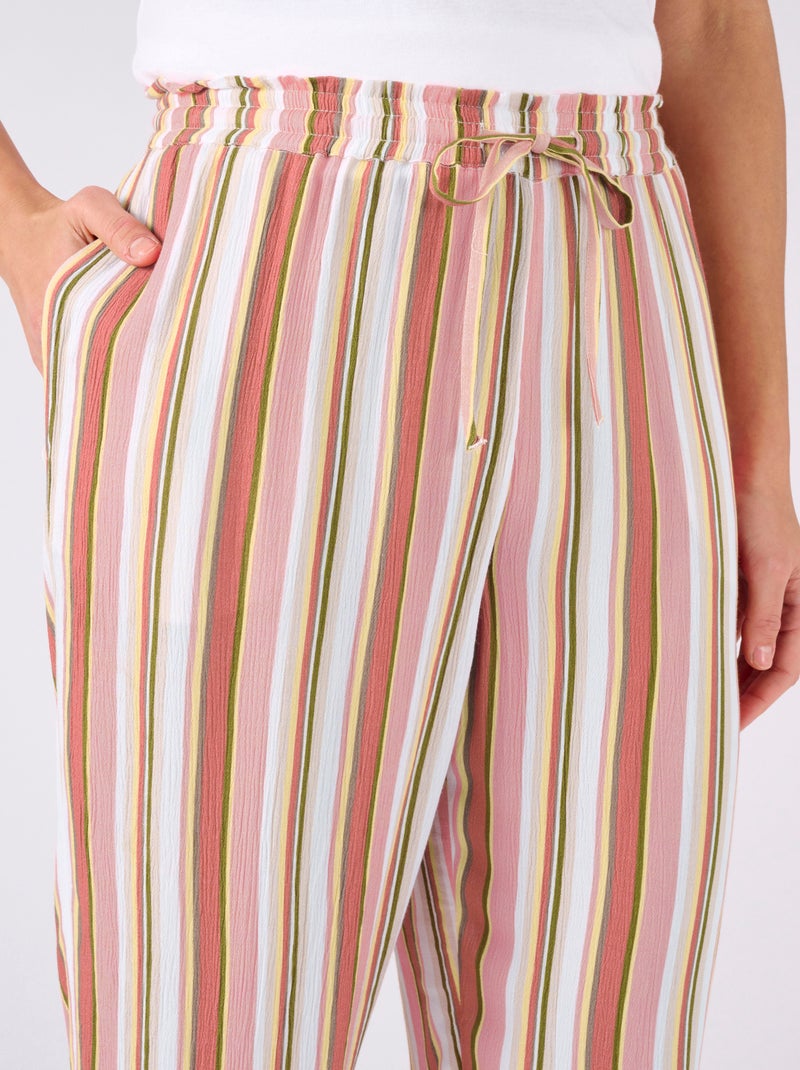 Pantalon 7/8ème tissu créponné pure viscose - Damart Rose - Kiabi