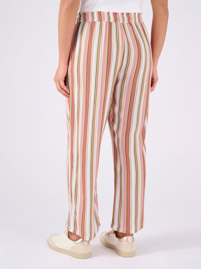 Pantalon 7/8ème tissu créponné pure viscose - Damart Rose - Kiabi