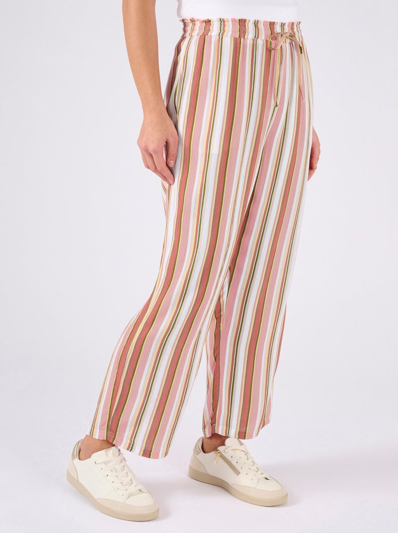 Pantalon 7/8ème tissu créponné pure viscose - Damart Rose - Kiabi