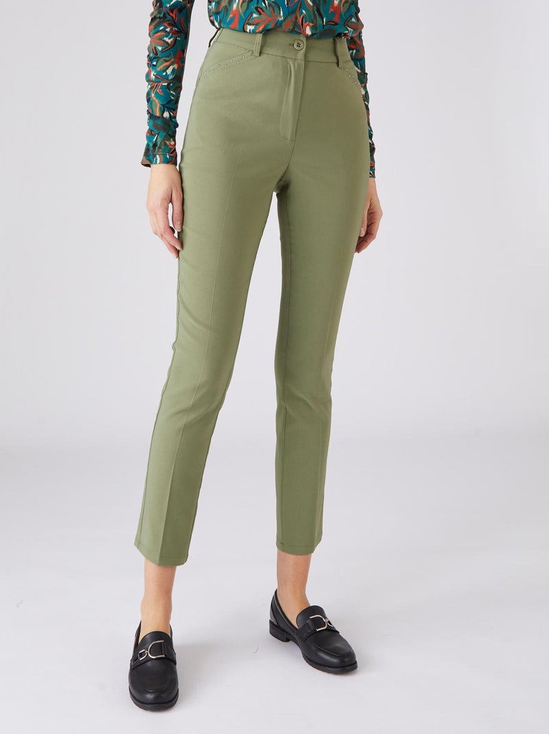 Pantalon 7/8ème tissu souple stretch - Damart Kaki - Kiabi