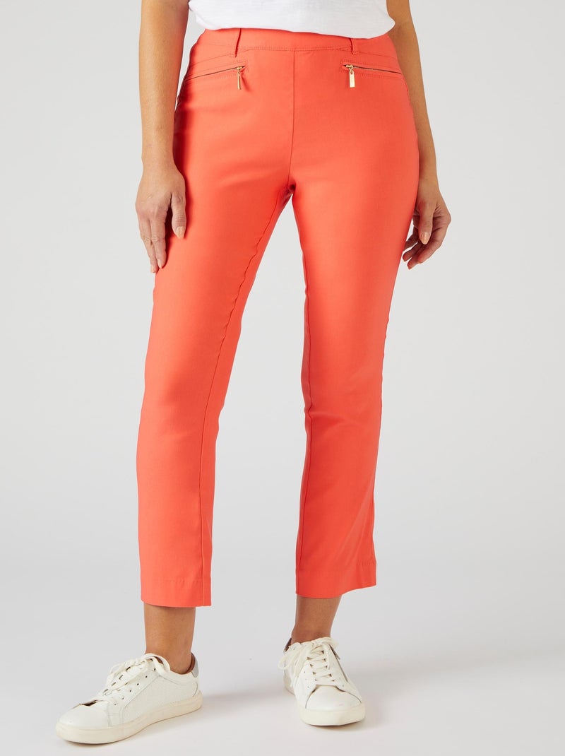 Pantalon 7/8ème toile extensible - Damart Orange corail - Kiabi