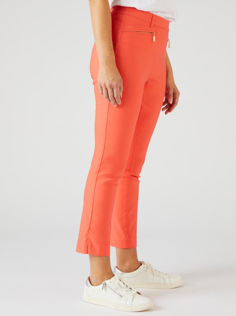 Pantalon 7/8ème toile extensible - Damart Orange corail - Kiabi