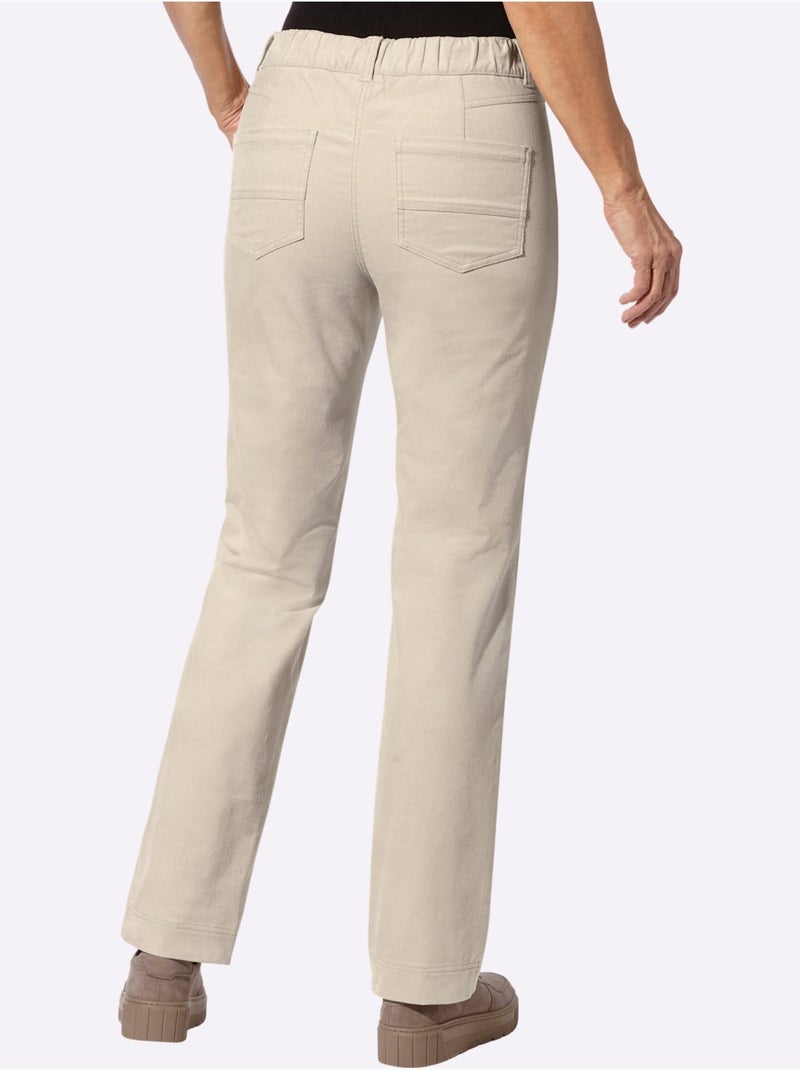Pantalon 98% coton - taille courte - witt Sable - Kiabi