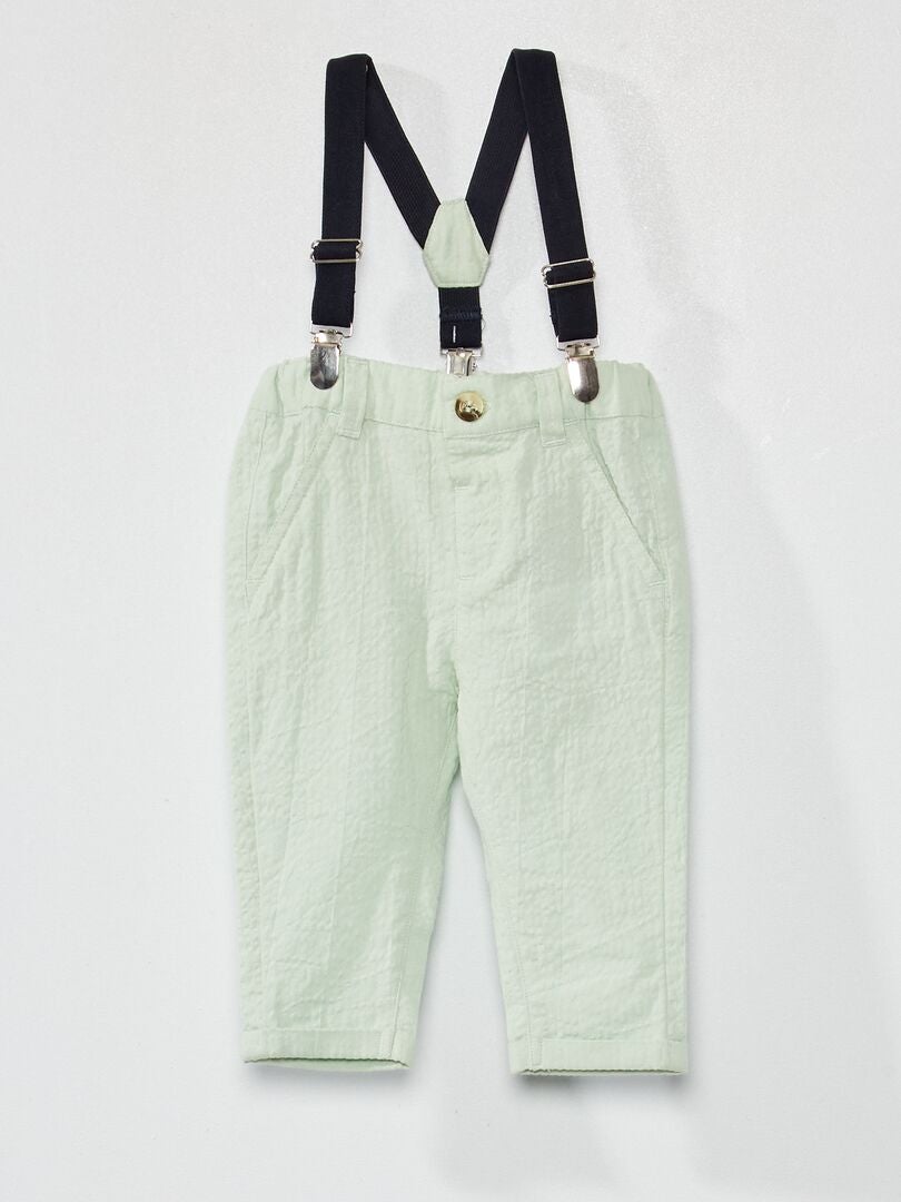 Pantalon à bretelles Vert - Kiabi