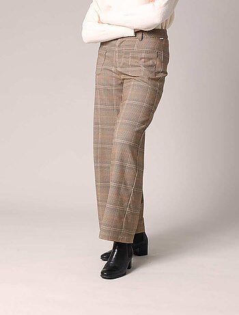 Pantalon à carreaux à jambes larges, style chic et confortable 'Deeluxe'