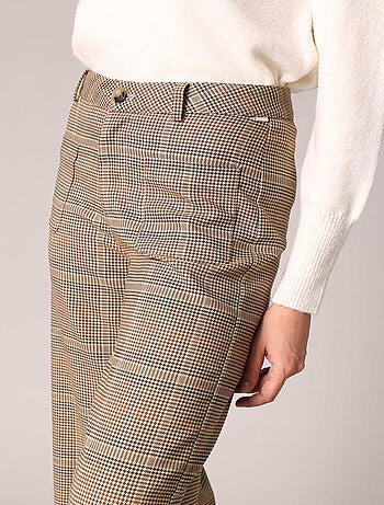 Pantalon à carreaux à jambes larges, style chic et confortable 'Deeluxe'