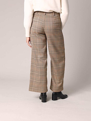 Pantalon à carreaux à jambes larges, style chic et confortable 'Deeluxe'