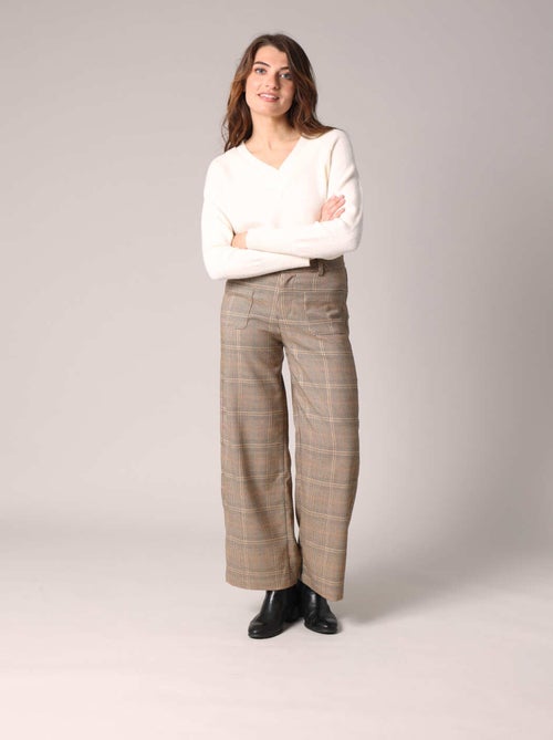 Pantalon à carreaux à jambes larges, style chic et confortable 'Deeluxe' - Kiabi
