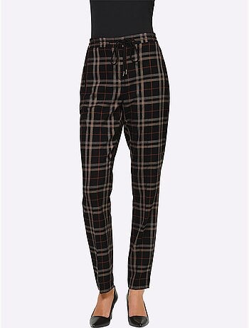 Pantalon à carreaux ceinture élastique, coulisse et lien à nouer - taille standard - helline