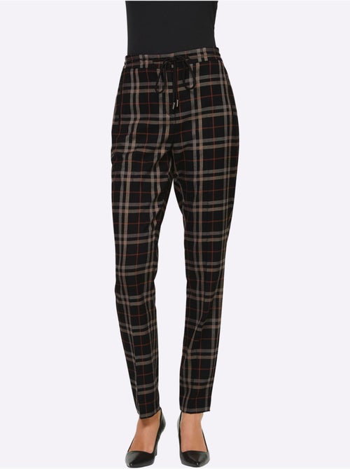 Pantalon à carreaux ceinture élastique, coulisse et lien à nouer - taille standard - helline - Kiabi