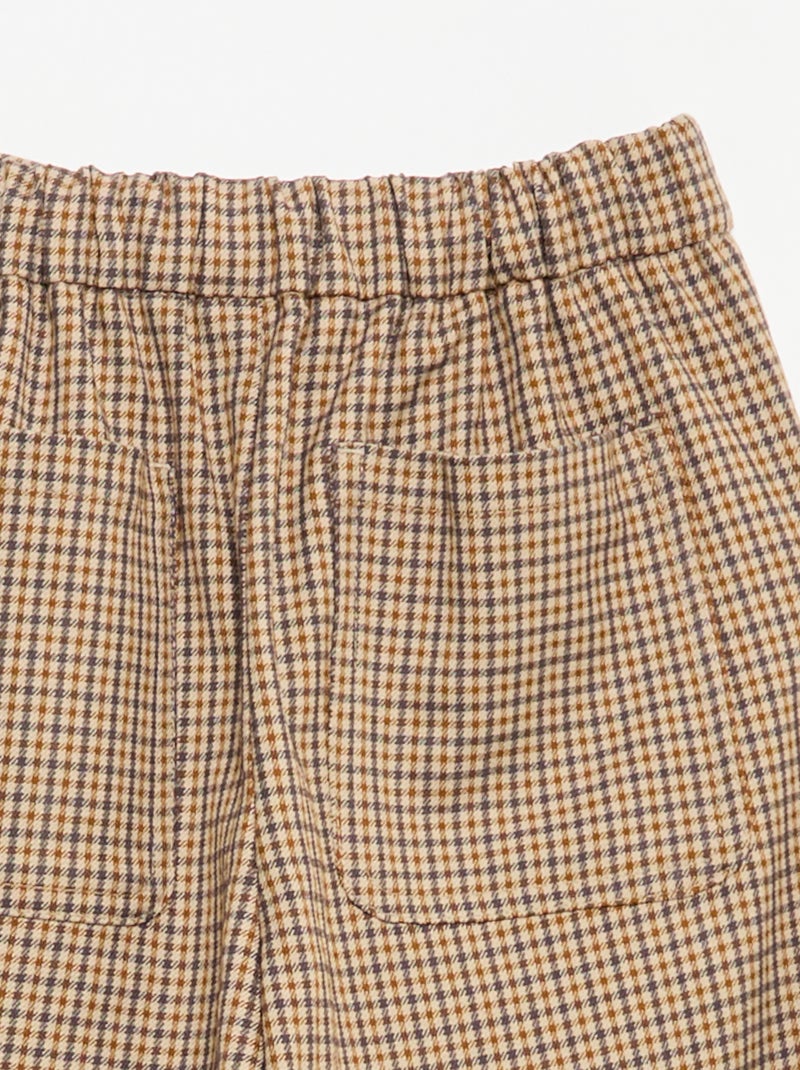 Pantalon à carreaux coupe large Marron - Kiabi