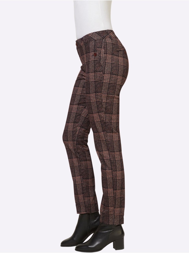 Pantalon à carreaux élasthanne - taille standard - helline Noir Marron Noir - Kiabi