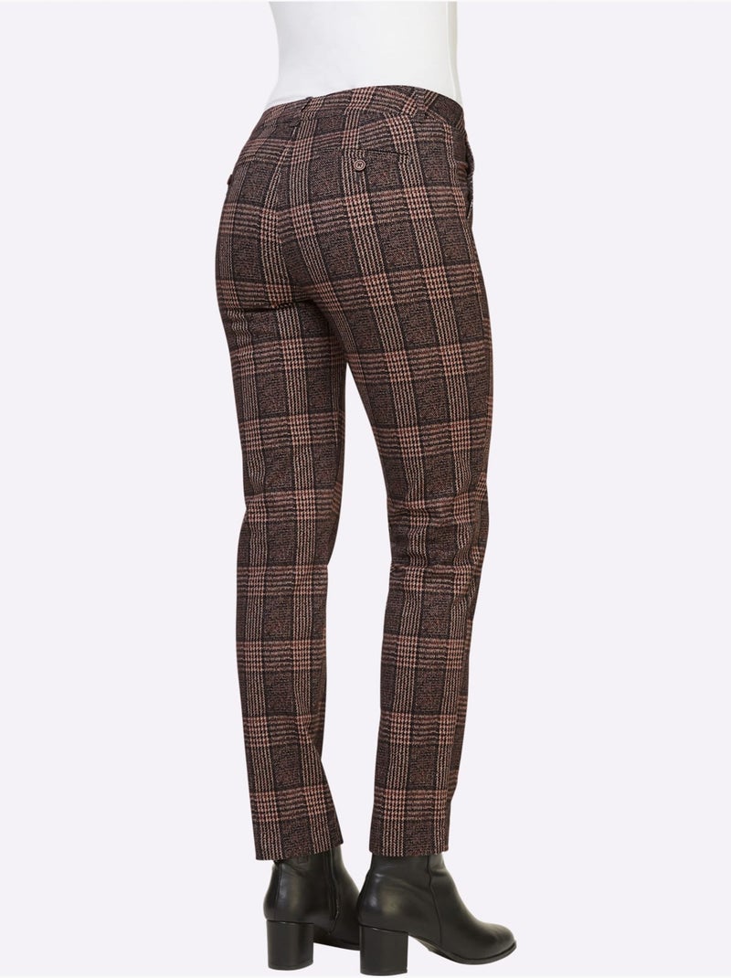 Pantalon à carreaux élasthanne - taille standard - helline Noir Marron Noir - Kiabi