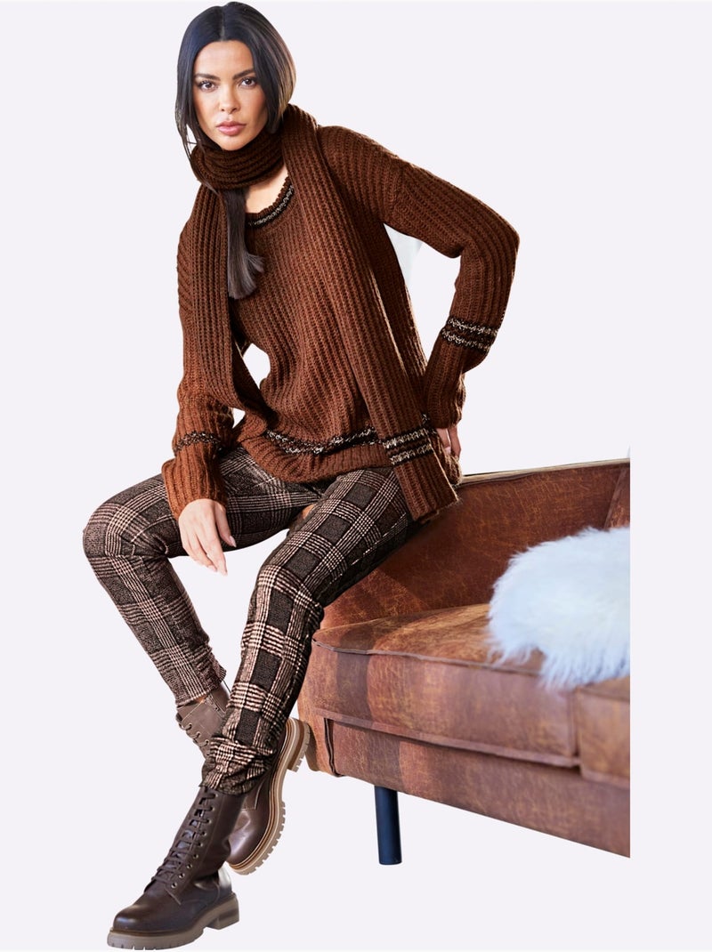 Pantalon à carreaux élasthanne - taille standard - helline Noir Marron Noir - Kiabi