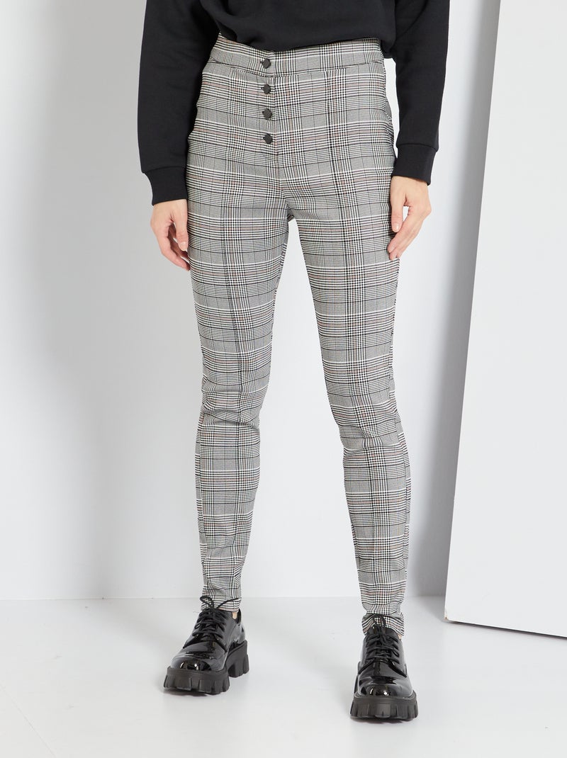 Pantalon à carreaux gris - Kiabi