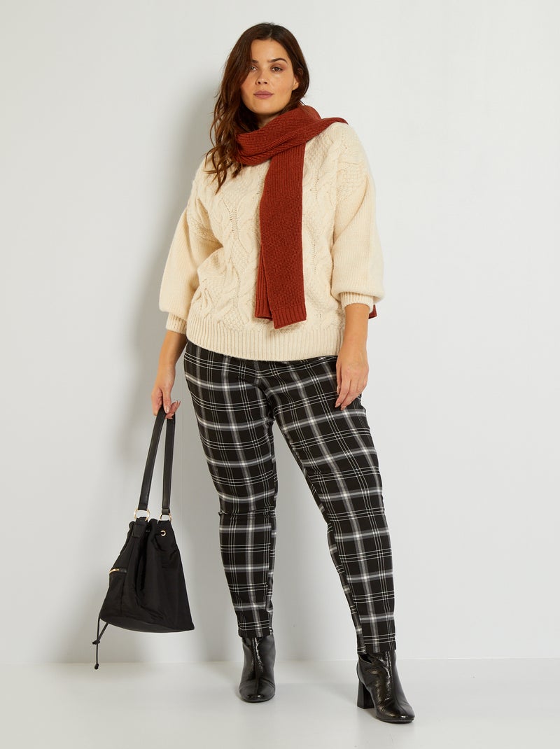 Pantalon à carreaux noir - Kiabi