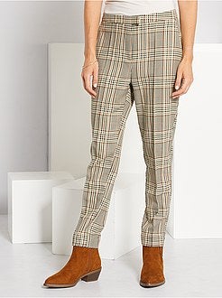 Pantalon à carreaux taille haute - Kiabi