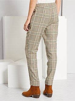 Pantalon à carreaux taille haute - Kiabi
