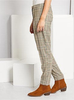 Pantalon à carreaux taille haute - Kiabi