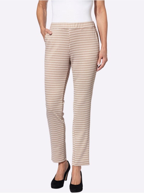 Pantalon à carreaux vichy avec ceinture élastique et poches - taille courte - moda vilona - Kiabi Pantalon à carreaux vichy avec ceinture élastique et poches - taille courte - moda vilona - Kiabi