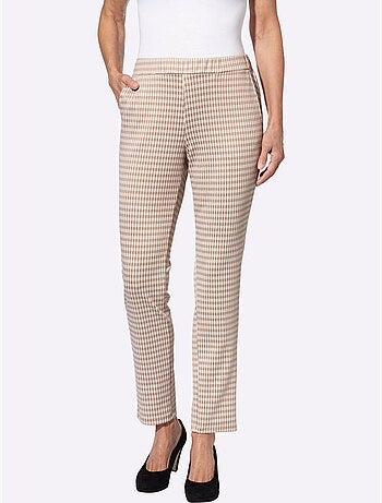 Pantalon à carreaux vichy avec ceinture élastique et poches - taille standard - moda vilona