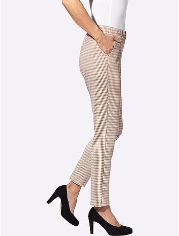 Pantalon à carreaux vichy avec ceinture élastique et poches - taille standard - moda vilona