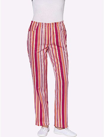 Pantalon à ceinture élastique avec 2 poches et rayures - Taille courte - Witt