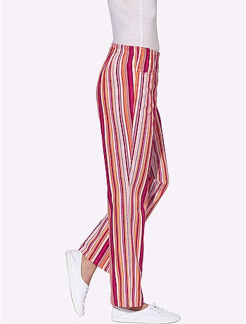 Pantalon à ceinture élastique avec 2 poches et rayures - Taille courte - Witt