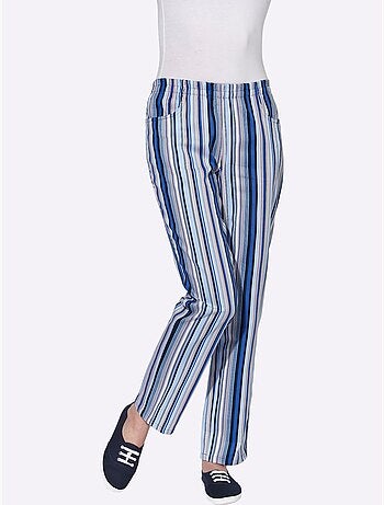 Pantalon à ceinture élastique avec 2 poches et rayures - Taille courte - Witt