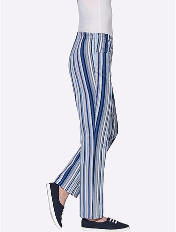 Pantalon à ceinture élastique avec 2 poches et rayures - Taille courte - Witt