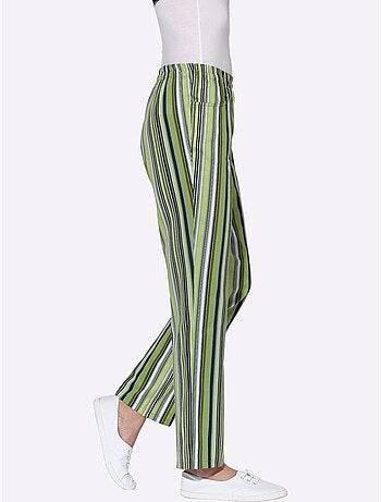 Pantalon à ceinture élastique avec 2 poches et rayures - Taille courte - Witt