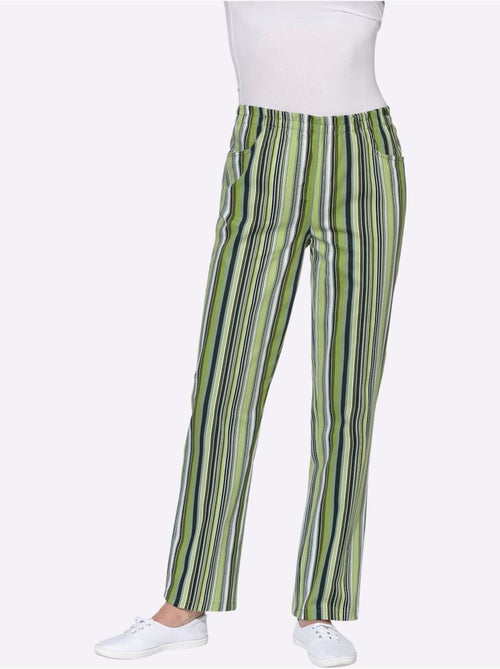 Pantalon à ceinture élastique avec 2 poches et rayures - Taille courte - Witt - Kiabi