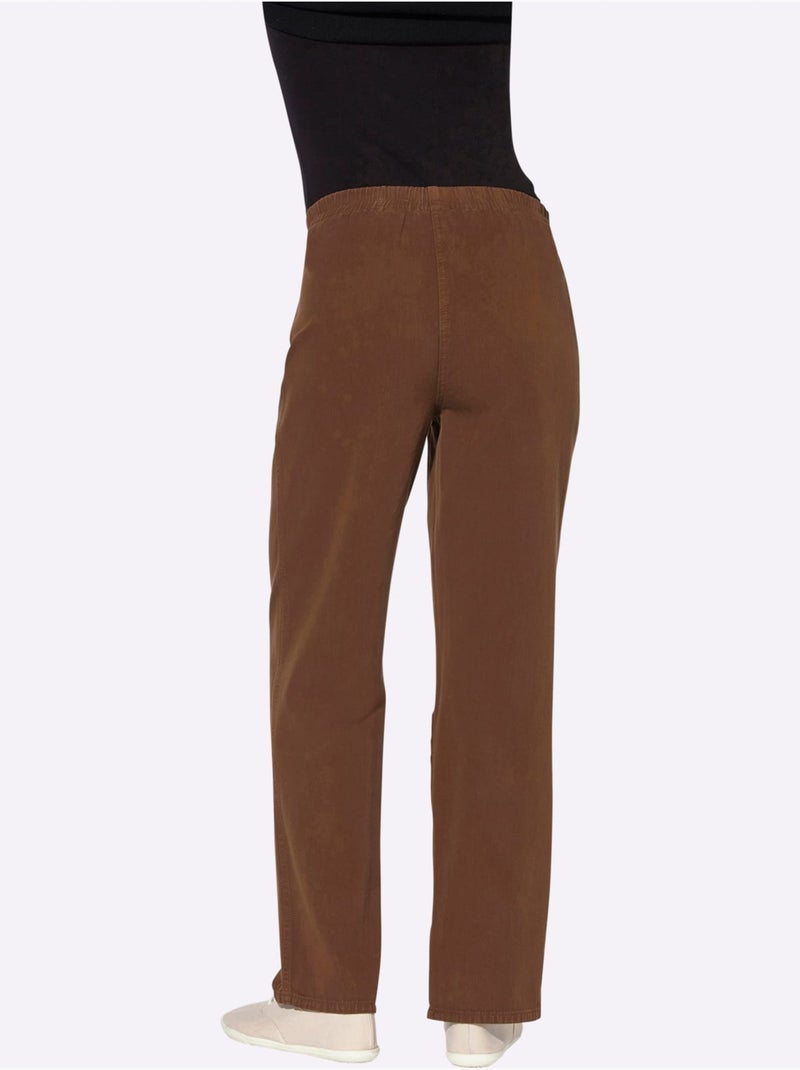 Pantalon à ceinture élastique avec deux poches et finition soignée - Taille courte - Witt Marron foncé - Kiabi