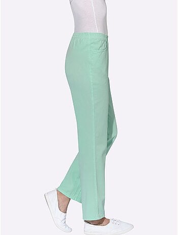 Pantalon à ceinture élastique avec 2 poches et rayures - taille courte - witt