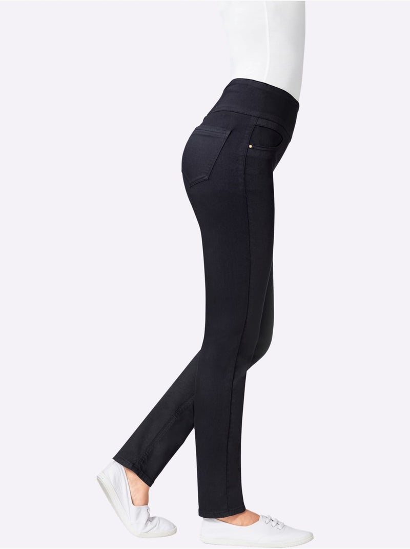 Pantalon à ceinture élastique avec fausses poches avant - Taille standard - Witt Noir - Kiabi